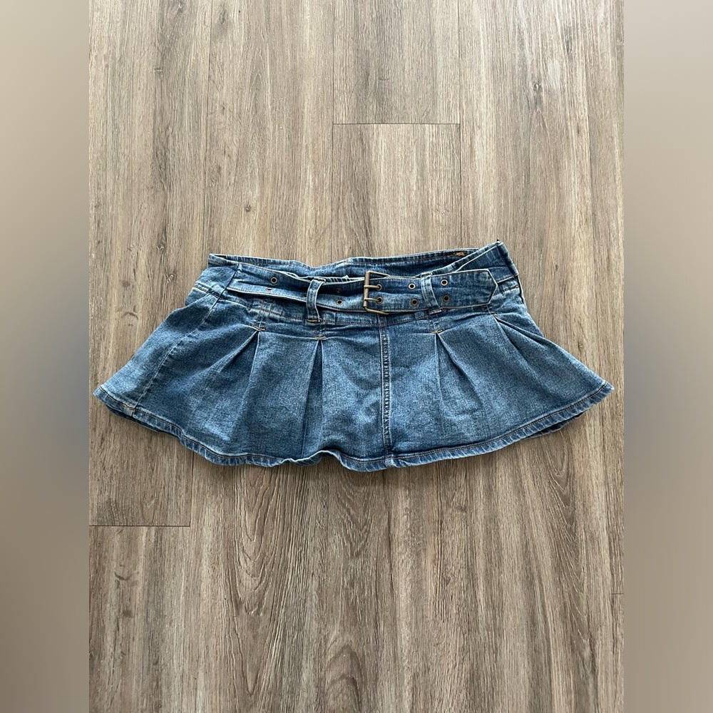 Fashion Nova | Belted Micro Mini Pleated Skort | Medium Wash